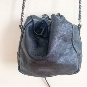 Zara Vegan Black Leather Bucket Crossbody Bag